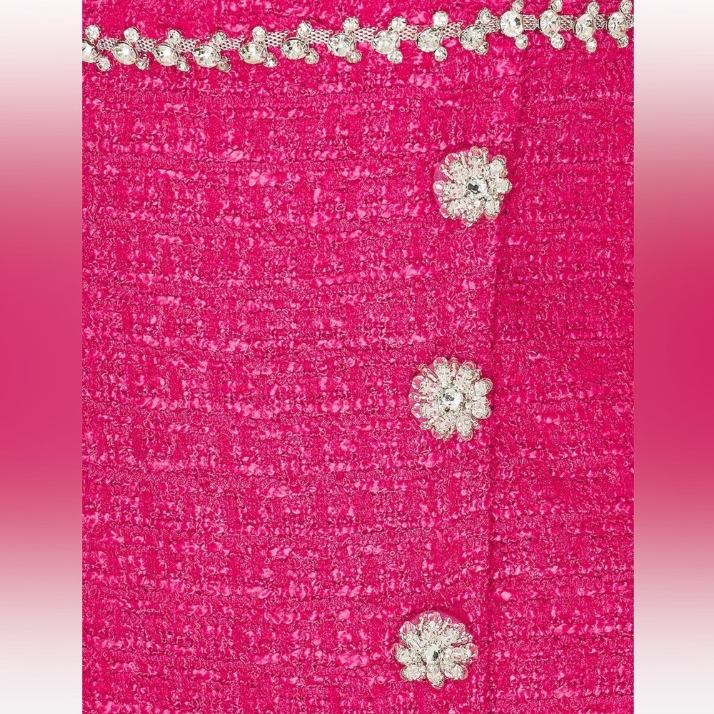 SELF-PORTRAIT Boucle Mini Dress in Fuchsia - Picture 7 of 16